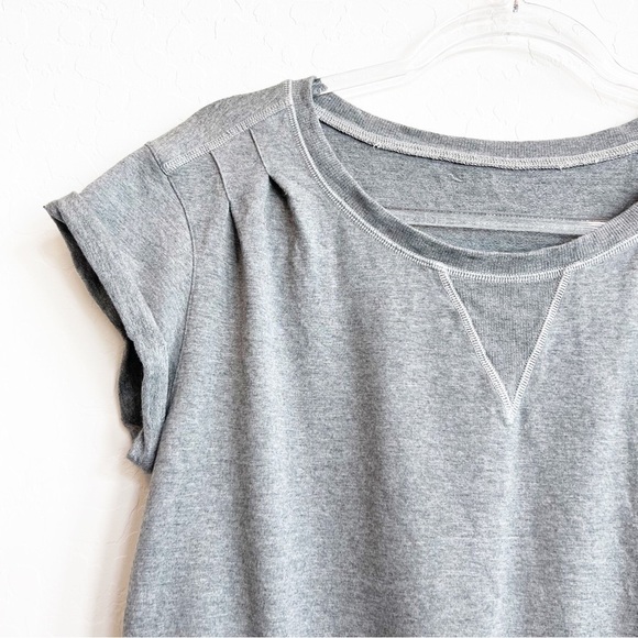 Lululemon Women's Roll Up Crop Top Shirt Short Sleeve Grey French Terry 6 - Picture 3 of 6